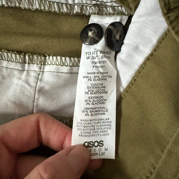ASOS Design men’s Skinny Chino shorter shorts in khaki W34 - Picture 6 of 8